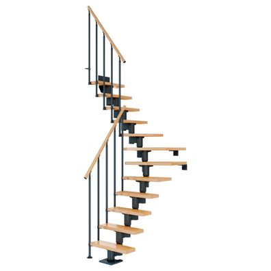 Dolle Mittelholmtreppe Dublin 1/4 gewendelt aus Buche lackiert 61 cm breit fuer GH 2