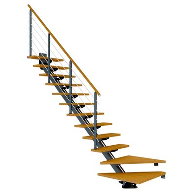 Dolle Mittelholmtreppe Sydney in Eiche, geoelt 75 cm breit 1/4 gewendelt fuer Gescho