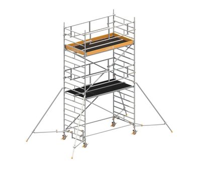 Layher Rollgeruest Uni Breit P2 Safety Plus mit Doppelgelaender und ausziehbaren Ger