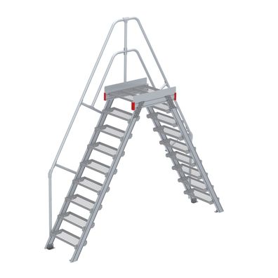 Euroline 512 Überstieg 60EUR 600mm Stufenbreite 2x9 Stufen Stahl Gitterrost