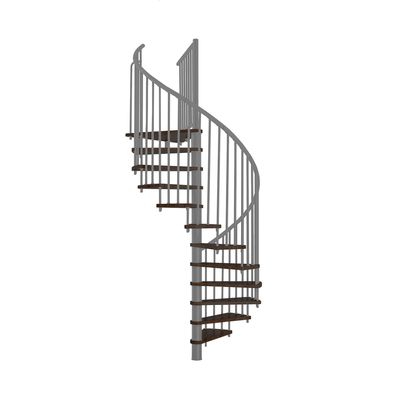 Minka Spindeltreppe Spiral Effect 38 - 305,5cm Geschosshoehe Walnuss Grau 120cm Durc