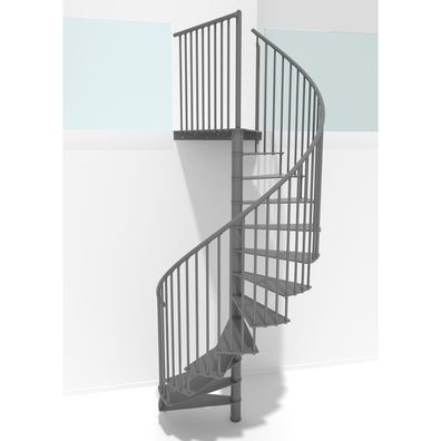 Minka Spindeltreppe Portofino 42 - 300,3cm Geschosshoehe Grau 140cm Durchmesser