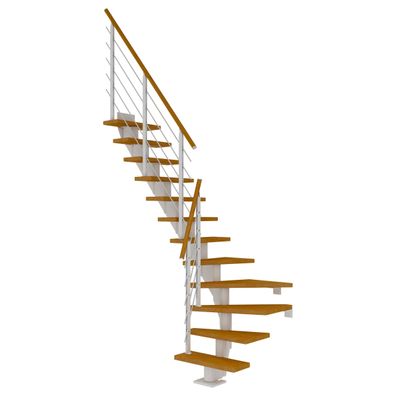 Dolle Mittelholmtreppe Frankfurt 1/4 gewendelt Eiche, geoelt 75 cm breit fuer Gescho