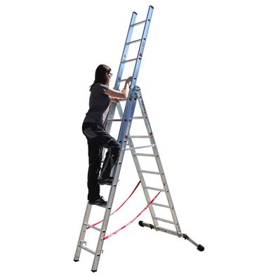 Euroline Premium 30766 Mehrzweckleiter, 3-teilig 3x8 Sprossen mit Vario-Traverse