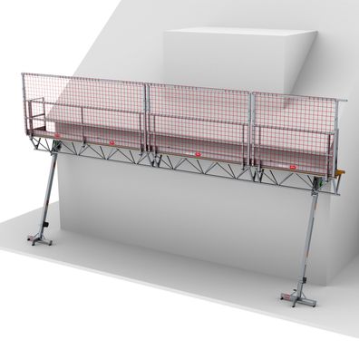 Altrex Modulare Dreiecksbuehne Absturzsicherung mit Fangnetzen fuer geneigte Daecher