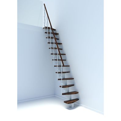 Minka Mittelholmtreppe Quatro 38 - 298cm Geschosshoehe Walnuss Weis