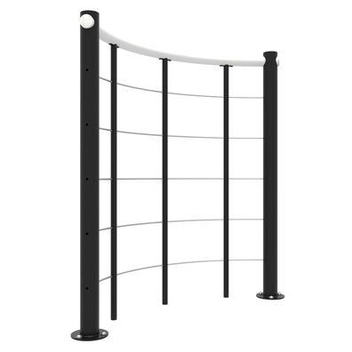 Minka Bruestungsgelaender mit Untergurten und Holz-Handlauf rund Weis Schwarz 160cm