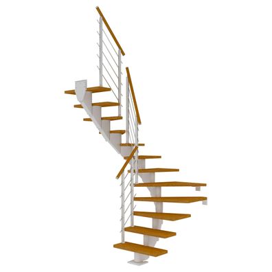 Dolle Mittelholmtreppe Hamburg 1/2 gewendelt Eiche, geoelt 75 cm breit fuer Geschoss