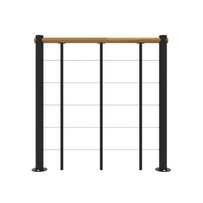 Minka Bruestungsgelaender mit Untergurten und Holz-Handlauf Eiche Schwarz