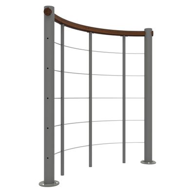 Minka Bruestungsgelaender mit Untergurten und Holz-Handlauf rund Walnuss Grau 120cm