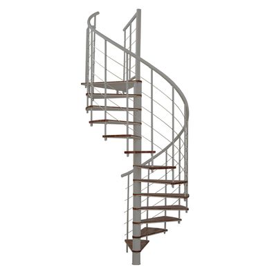 Minka Spindeltreppe Fusion 37 - 295cm Geschosshoehe Walnuss Grau 160cm Durchmesser