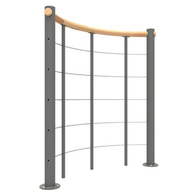 Minka Bruestungsgelaender mit Untergurten und Holz-Handlauf rund Buche Grau 160cm