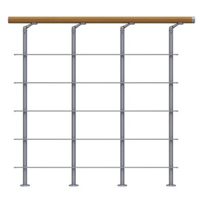 Dolle Bruestungsgelaender Edelstahl Starter-Set in Eiche Unterkonstruktion Perlgrau