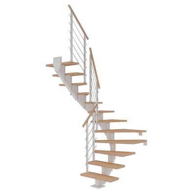 Dolle Mittelholmtreppe Hamburg 1/2 gewendelt Eiche weis, geoelt 75 cm breit fuer GH