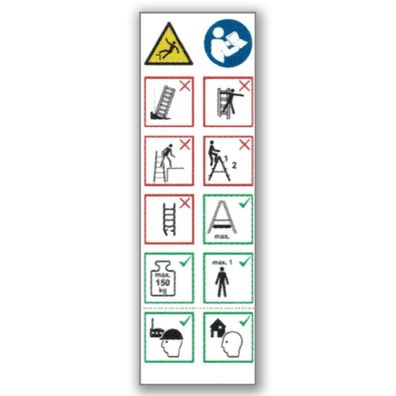 Layher Piktogrammetiketten fuer Holzstehleitern 1028, 1038, 1053, 1020 10er-Pack