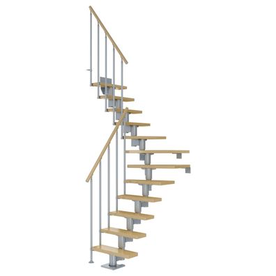 Dolle Mittelholmtreppe Dublin 1/4 gewendelt aus Ahorn lackiert 71 cm breit fuer GH 2