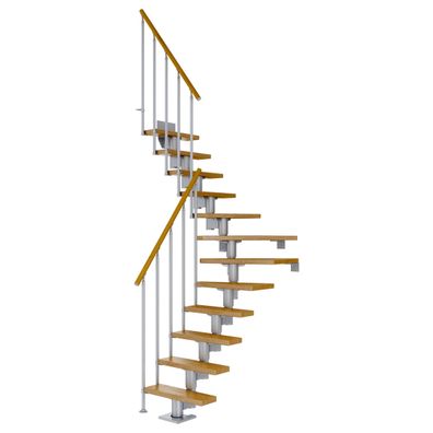 Dolle Mittelholmtreppe Dublin 1/4 gewendelt aus Eiche lackiert 71 cm breit fuer GH 2