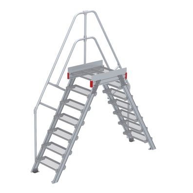 Euroline 512 Überstieg 60EUR 600mm Stufenbreite 2x7 Stufen Stahl Gitterrost