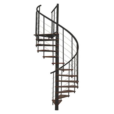 Minka Spindeltreppe Fusion 37 - 295cm Geschosshoehe Walnuss Schwarz 120cm Durchmesse
