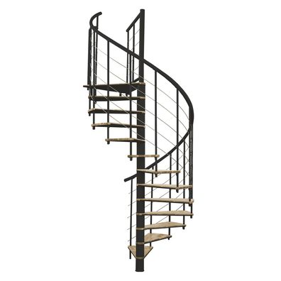 Minka Spindeltreppe Fusion 37 - 295cm Geschosshoehe Eiche Schwarz 140cm Durchmesser