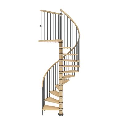 Dolle Spindeltreppe Winnipeg 287-315cm Geschosshoehe 13 Stufen Ø140cm Buche geoelt