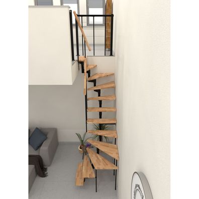 Minka Mittelholmtreppe Joker Turn 180EUR 187 - 304cm Geschosshoehe Buche Schwarz