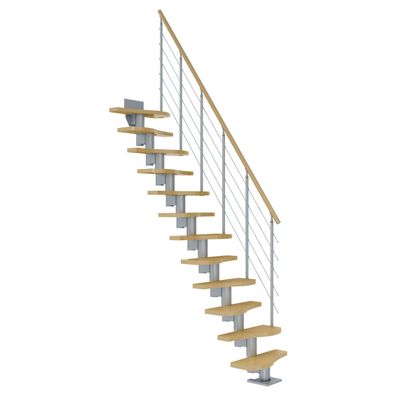 Dolle Mittelholmtreppe Basel Ahorn, lackiert 64 cm breit fuer Geschosshoehen 222 –