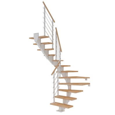 Dolle Mittelholmtreppe Hamburg 1/4 gewendelt Eiche weis, geoelt 75 cm breit fuer GH