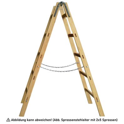 Holz Sprossenstehleiter mit Eimerhaken 2x14 Sprossen