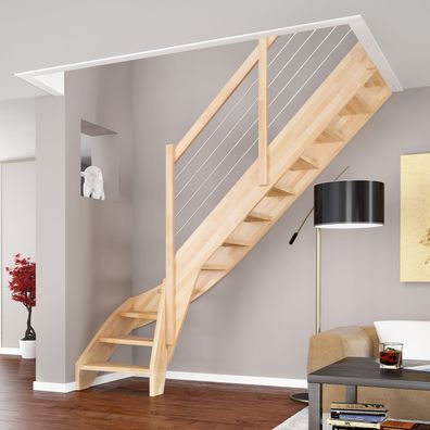 Dolle Raumspartreppe Faro Geradelaufend 243-299cm GH 55-75cm breit Eiche versiegelt