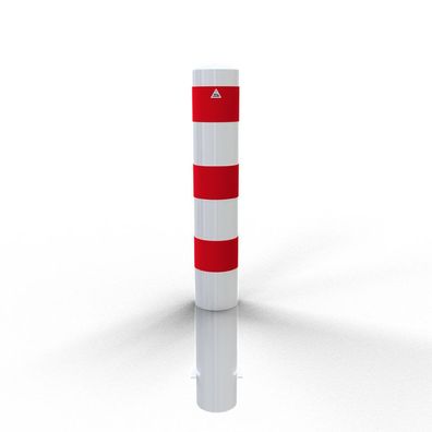 Schake Stahlrohrpoller ortsfest aus Stahlrohr verzinkt Ø152x3,2mm weis mit rot refl