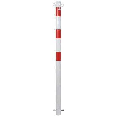 Schake Absperrpfosten aus Stahlrohr verzinkt Ø42x2,5mm weis mit rot reflektierenden