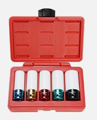 Kraft-Stecknuss Satz 5-tlg 1/2" farbig 17-27 mm 84 mm Nüsse Set Koffer