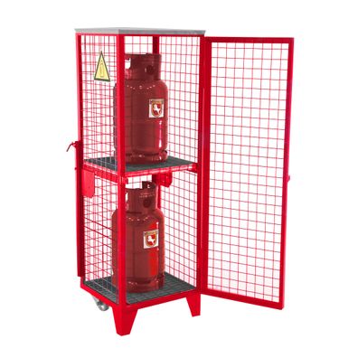 Bauer Gasflaschen-Depot GFD-R 2, Feuerrot, 2 Tueren, Drahtgitter fuer 2x 11 kg-Gasfl