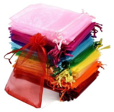 100x Organzabeutel 10x15cm bunt - Schmuckbeutel Geschenk
