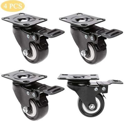 4x Strandkorbrollen 360° mit Bremse - Transportrollen 200kg