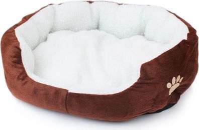 Katzenbett 50x40cm Kaffee - Hundekorb Micro-Wildleder weich