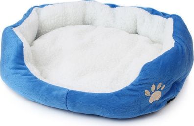 Katzenbett 50x40cm Blau - Hundekorb Micro-Wildleder weich