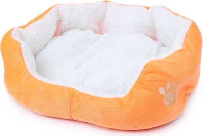 Katzenbett 50x40cm Orange - Hundekorb Micro-Wildleder weich