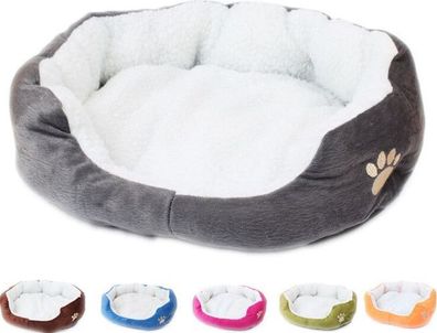 Katzenbett 50x40cm Grau - Hundekorb Micro-Wildleder weich