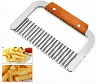 Wellenschneider Edelstahl Holzgriff - Kartoffelschneider dekorativ