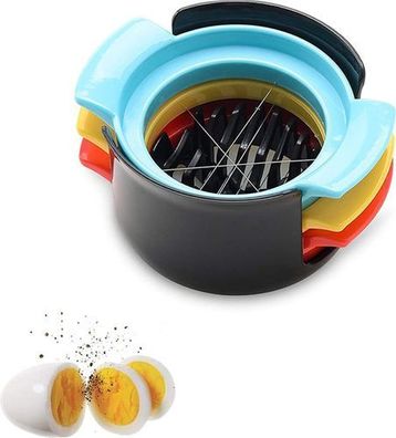 Eierschneider 3-in-1 Schwarz - Multifunktions Erdbeerschneider
