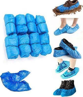 100x Einweg Schuhüberzieher Blau 40cm - Überschuhe antistatisch