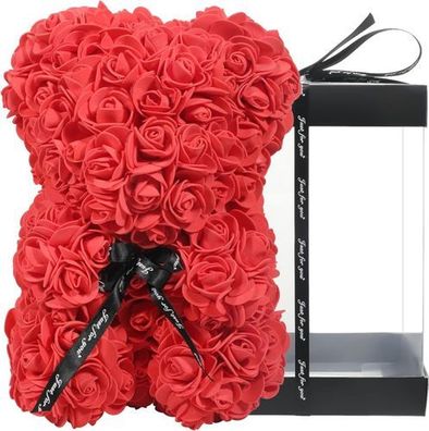 Lovebear Rosenbär 25cm Rot mit Geschenkbox - Valentinstag Geschenk