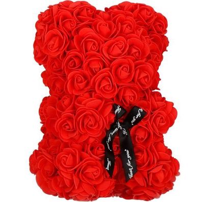 Springos Rosenbär 25cm mit Schleife - Kunstblumenfigur Geschenk