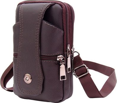 Gürteltasche Herren Kunstleder Dunkelbraun - Handy Kartenhalter