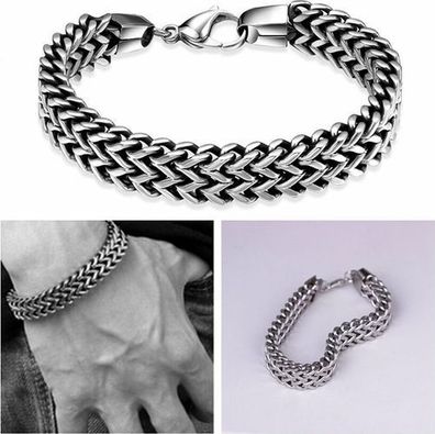 Herren Armband Edelstahl Vintage - Schlangenkette Armreif