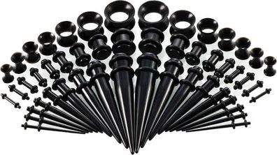 50x Ohr-Expander Set Schwarz - Tunnel Piercing hypoallergen