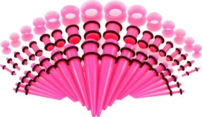 50x Ohr-Expander Set Rosa - Tunnel Piercing hypoallergen
