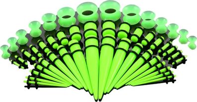 50x Ohr-Expander Set Leuchtgrün - Tunnel Piercing hypoallergen